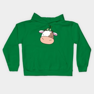 Olive Cow Face Kids Hoodie